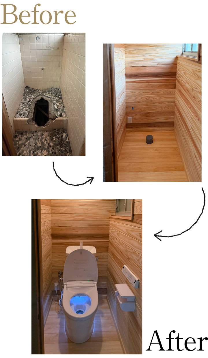 和式トイレを木の香り漂う洋式トイレへ